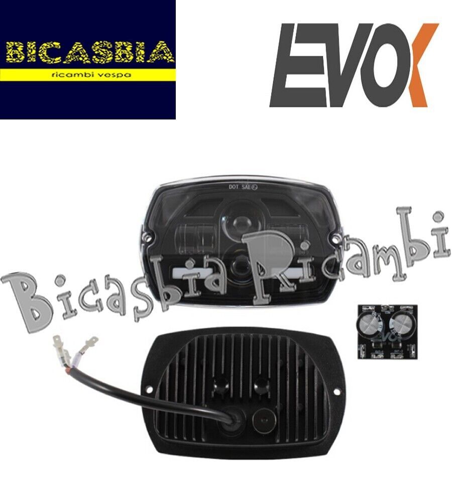 9003 - EVOK - FARO ANTERIORE A LED CON CONVERTITORE VESPA 50 SPECIAL -  ELESTART - Bicasbia Ricambi Vespa